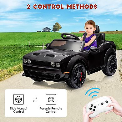 12V Kids Licensed Dodge Challenger Ride-On Car, Electric Vehicles with Remote, LED Lights, Bluetooth