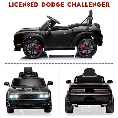 12V Kids Licensed Dodge Challenger Ride-On Car, Electric Vehicles with Remote, LED Lights, Bluetooth