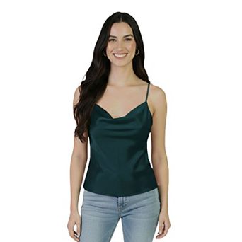 Artyska Women's Satin Cowl-Neck Silky Spaghetti Strap Camisole Top
