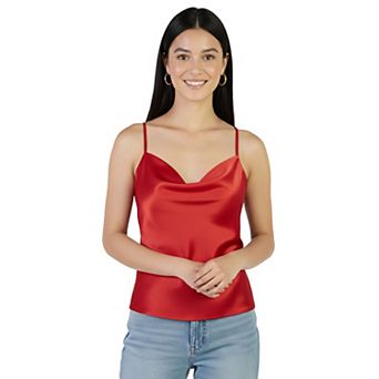 Artyska Women's Satin Cowl-Neck Silky Spaghetti Strap Camisole Top