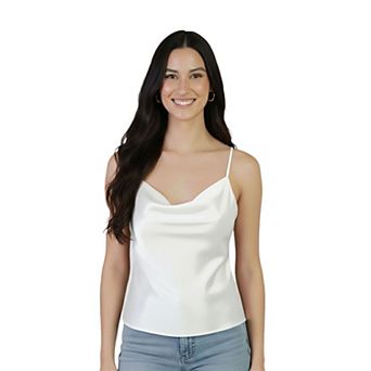 Artyska Women's Satin Cowl-Neck Silky Spaghetti Strap Camisole Top