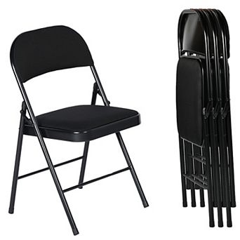 Homy Casa Metal Folding Chair Set of 4 with Padded Seat and Back, Space-Saving Stackable Design