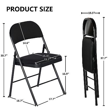 Homy Casa Metal Folding Chair Set of 4 with Padded Seat and Back, Space-Saving Stackable Design