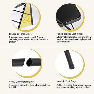 Homy Casa Metal Folding Chair Set of 4 with Padded Seat and Back, Space-Saving Stackable Design