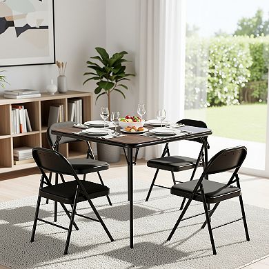 Homy Casa Metal Folding Chair Set of 4 with Padded Seat and Back, Space-Saving Stackable Design