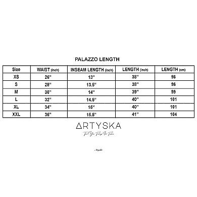 Artyska Women’s Elastic‑Waist Wide‑Leg Boho Printed Palazzo Pants