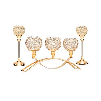 3 Crystal Decorative Table Centerpiece Candle Holders