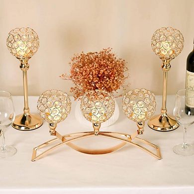 3 Crystal Decorative Table Centerpiece Candle Holders
