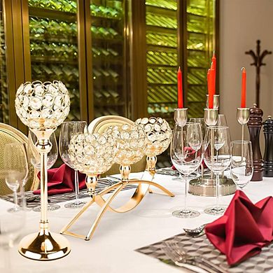 3 Crystal Decorative Table Centerpiece Candle Holders
