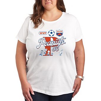 Plus Size Peanuts Soccer Jersey Graphic Tee