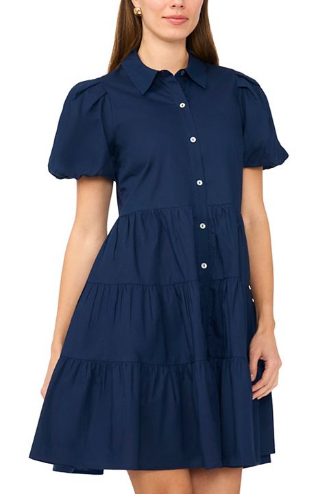Женские платья MSK Women's MSK Short Sleeve Button Down Tiered Dress