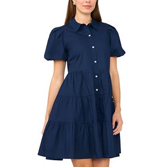 Women's MSK Short Sleeve Button Down Tiered Dress