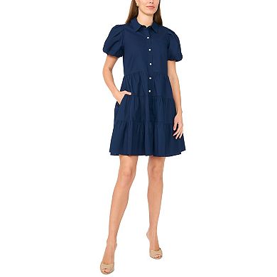 Women's MSK Short Sleeve Button Down Tiered Dress