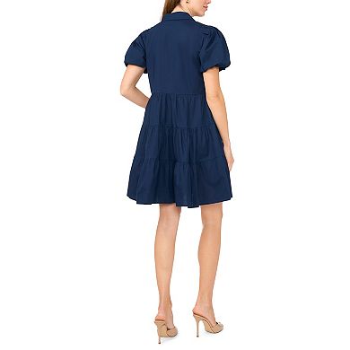 Women's MSK Short Sleeve Button Down Tiered Dress
