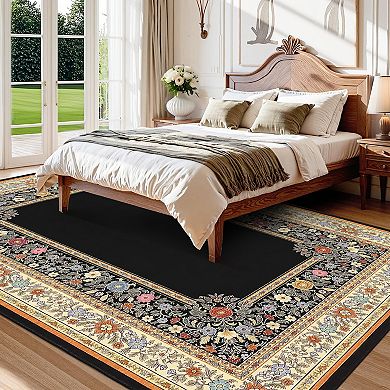 Floral Vintage Area Rugs for Entryway Low Pile Soft Rugs Indoor