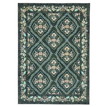Washable Low-Pile Area Rug Retro Farmhouse Rug Non-Slip Stain Resistant