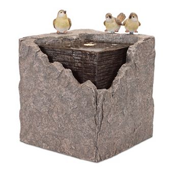 Melrose Bubbling Stone Fountain with Bird Accents Outdoor Decor