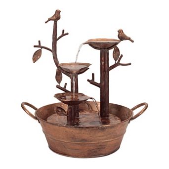 Melrose Cascading Iron Bird Branch Fountain Outdoor Decor