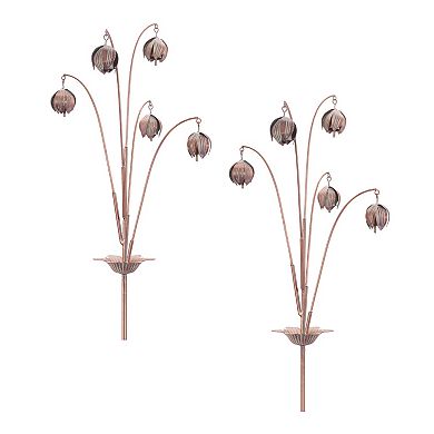 Melrose 2-Piece Iron Floral Spray Garden Stake Outdoor Decor Set