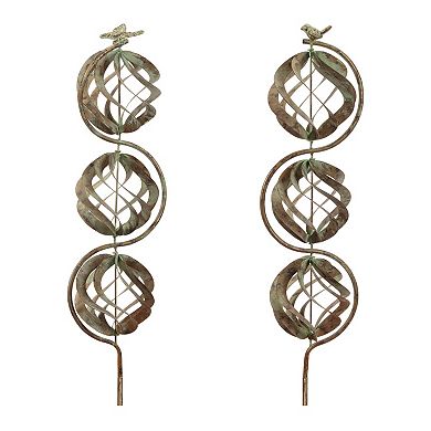 Melrose 4-Piece Bird & Butterfly Orb Stake Outdoor Decor Set