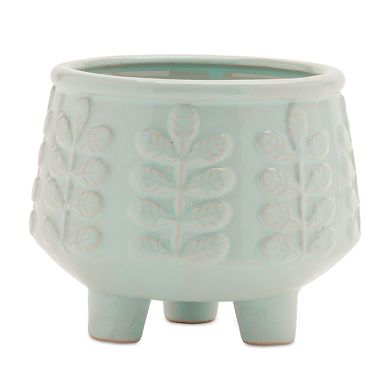 Melrose 4-Piece Footed Ceramic Leaf Pattern Planter Set