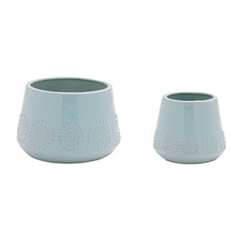 Melrose 2 pc Ceramic Starburst Pattern Planter Set