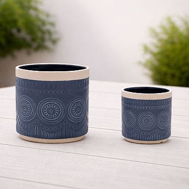 Melrose 2-Piece Ceramic Mandala Pattern Planter Set