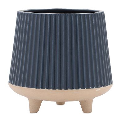 Melrose 2-Piece Footed Ceramic Ribbed Planter Set