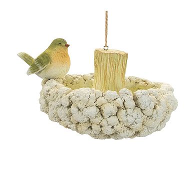 Melrose 2-Piece Cauliflower Birdhouse & Hanging Birdbath Outdoor Decor Set