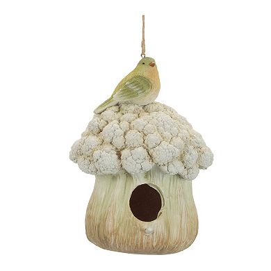 Melrose 2-Piece Cauliflower Birdhouse & Hanging Birdbath Outdoor Decor Set