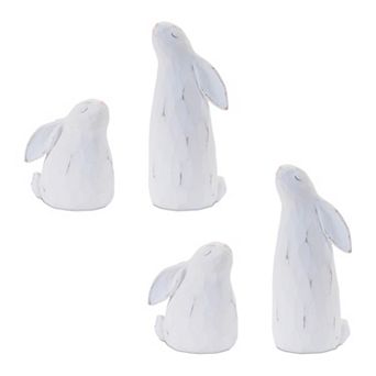 Melrose 4 pc Carved Bunny Figurine Table Decor Set