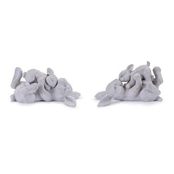 Melrose 2-Pack Laying Rabbit with Baby Bunny Figurine