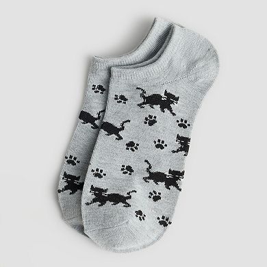 Women's Cat Print No Show Socks