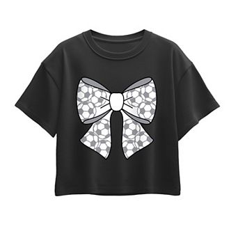 Girls 7-16 Soccer Bow Boxy Tee