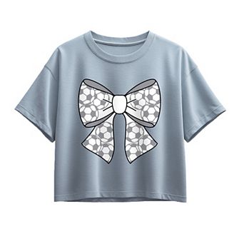 Girls 7-16 Soccer Bow Boxy Tee