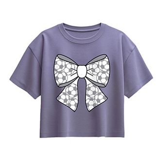 Girls 7-16 Soccer Bow Boxy Tee