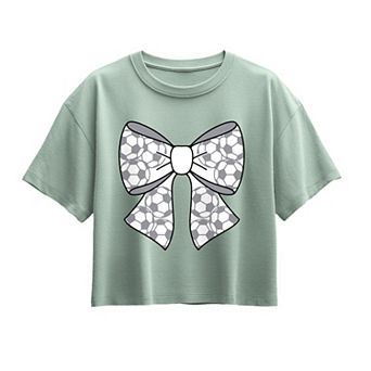 Girls 7-16 Soccer Bow Boxy Tee