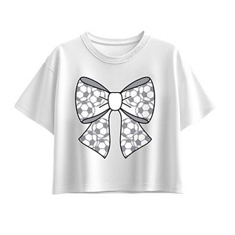 Girls 7-16 Soccer Bow Boxy Tee