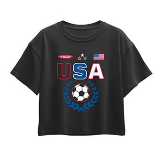 Girls 7-16 USA Soccer Boxy Tee