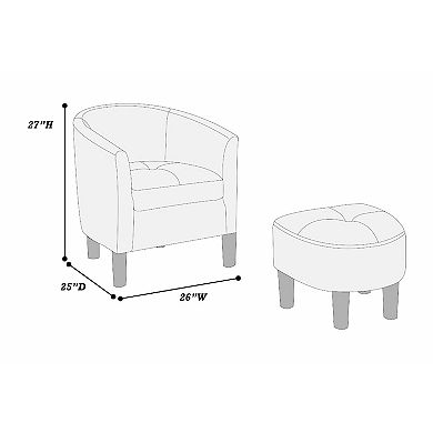 Beua 2pc Accent Chair and Ottoman Set