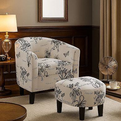 Beua 2pc Accent Chair and Ottoman Set