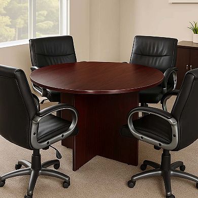 Zoa Round Office Meeting Table with Cross Base