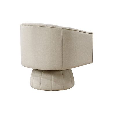 Rex Swivel Accent Chair, Barrel Channel Stitched Velvet