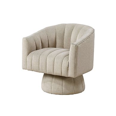 Rex Swivel Accent Chair, Barrel Channel Stitched Velvet