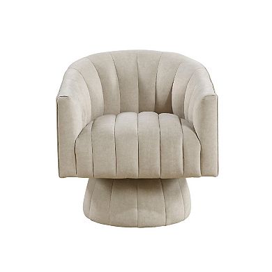 Rex Swivel Accent Chair, Barrel Channel Stitched Velvet