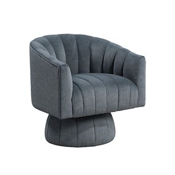 Rex Swivel Accent Chair, Barrel Channel Stitched Velvet