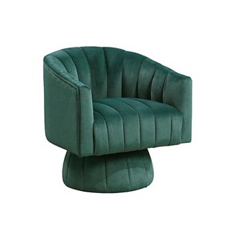 Rex Swivel Accent Chair, Barrel Channel Stitched Velvet
