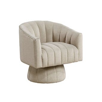 Rex Swivel Accent Chair, Barrel Channel Stitched Velvet
