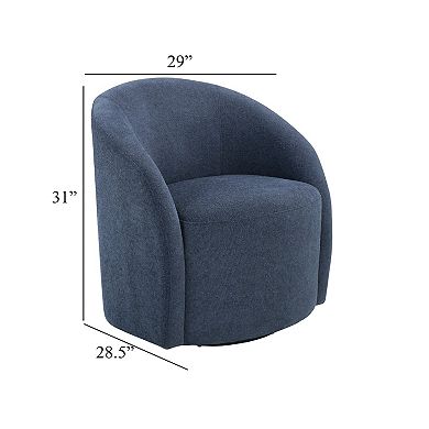 Saho Swivel Accent Chair, Barrel Style, Foam Padded, Boucle