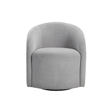 Saho Swivel Accent Chair, Barrel Style, Foam Padded, Boucle